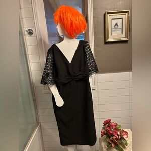 Karl Lagerfeld Black Dress with Textured Sleeves